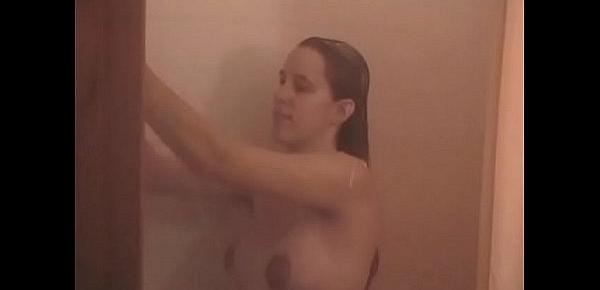 Pregnant blonde mom cleans up in naked and shaves herself bare